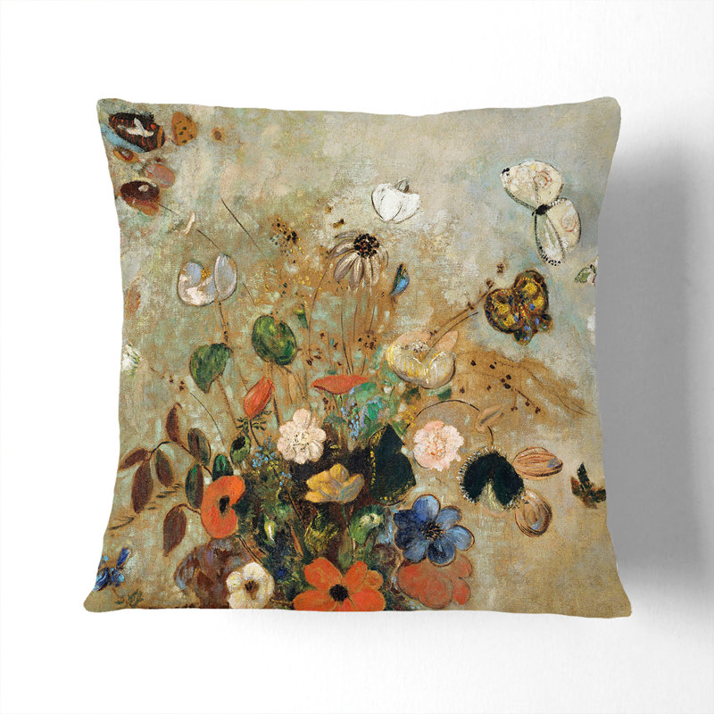 Vase Of Flowers Vol.5 Square Throw Cushion, 55cm H x 55cm W x 20cm D, Stone