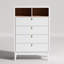 Commode 4 tiroirs H 47,2 po avec tablettes ouvertes, commode haute blanche avec quincaillerie de couleur laiton et poignées en cuir véritable-1775538000