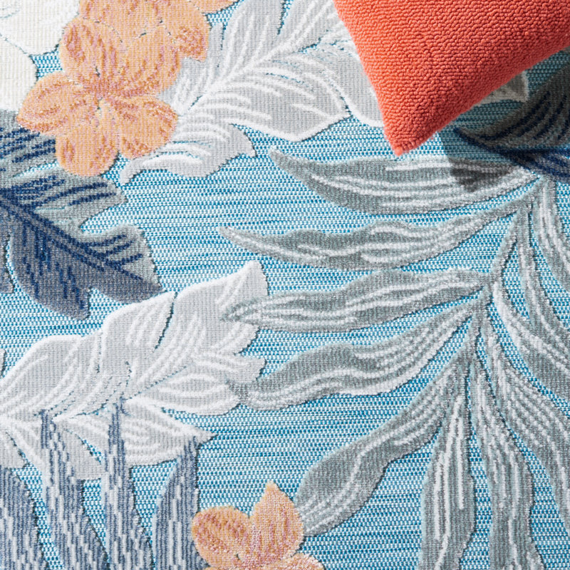 Bowdon Floral Indoor/Outdoor Rug, Rectangle 6' x 8'