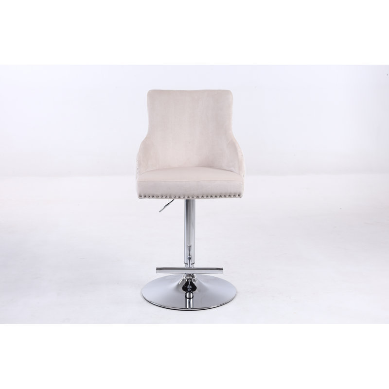 Swifton Swivel Upholstered Adjustable Height Counter Stool with Metal Frame, Cream
