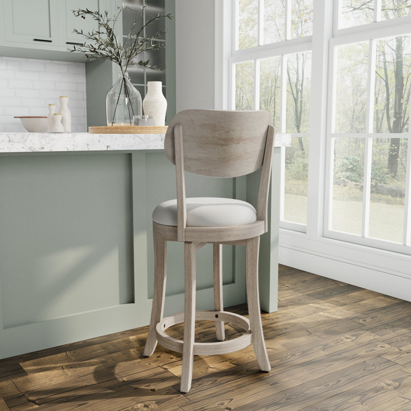 Tabouret de bar et de comptoir pivotant Neriah, Tabouret de comptoir (assise de 26 po de hauteur), Gris vieilli