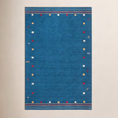 Danette Blue Southwestern Hand-Loomed Wool Rug
