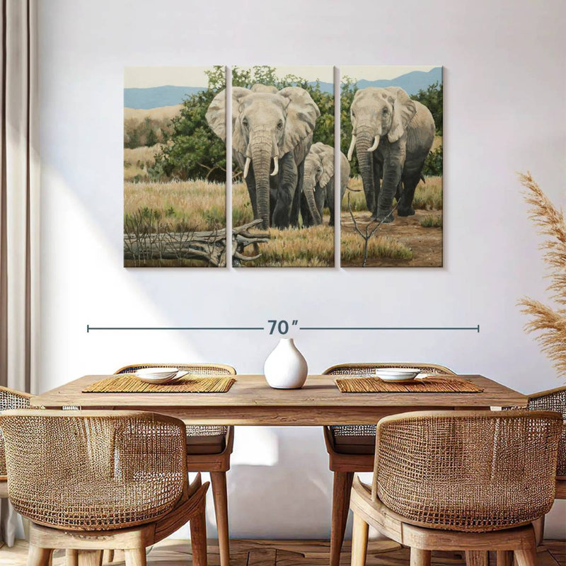 African Giants Elephants, 36" H x 57" W