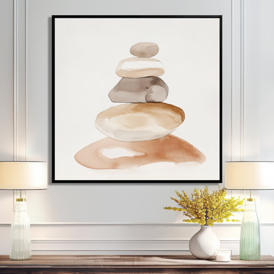 Stone Minimalist Wall Art, Neutral Abstract Canvas, Abstract Stones In Calm