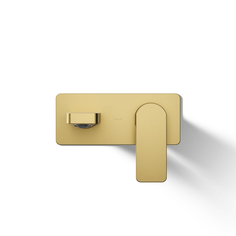 Parallel Wall-Mount Single-Handle Bathroom Sink Faucet, Vibrant Brushed Moderne Brass