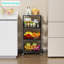 Chariot de cuisine à 4 niveaux avec plateau en bois - Organisateur de rangement multifonctionnel avec roulettes pour fruits, légumes, garde-manger et rangement