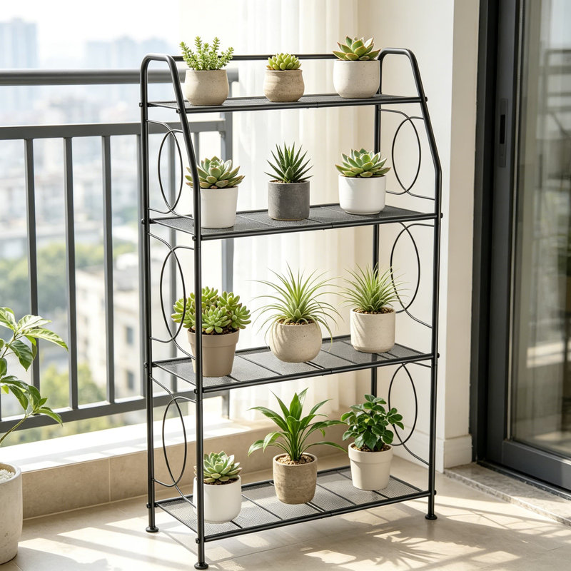 Support à plante à 4 niveaux pour plante d'intérieur en métal robuste