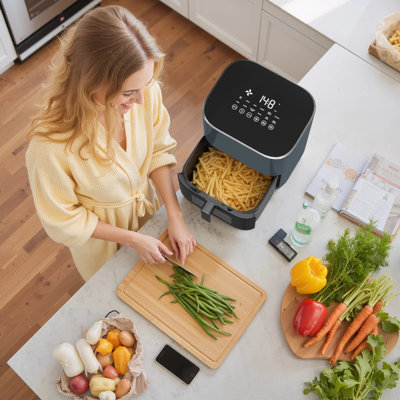 Friteuse à air, mijoteuse 6-en-1 de 6 pintes avec fenêtre de visualisation pour friture, cuisson et déshydratation sans huile, jusqu'à 400 ° F