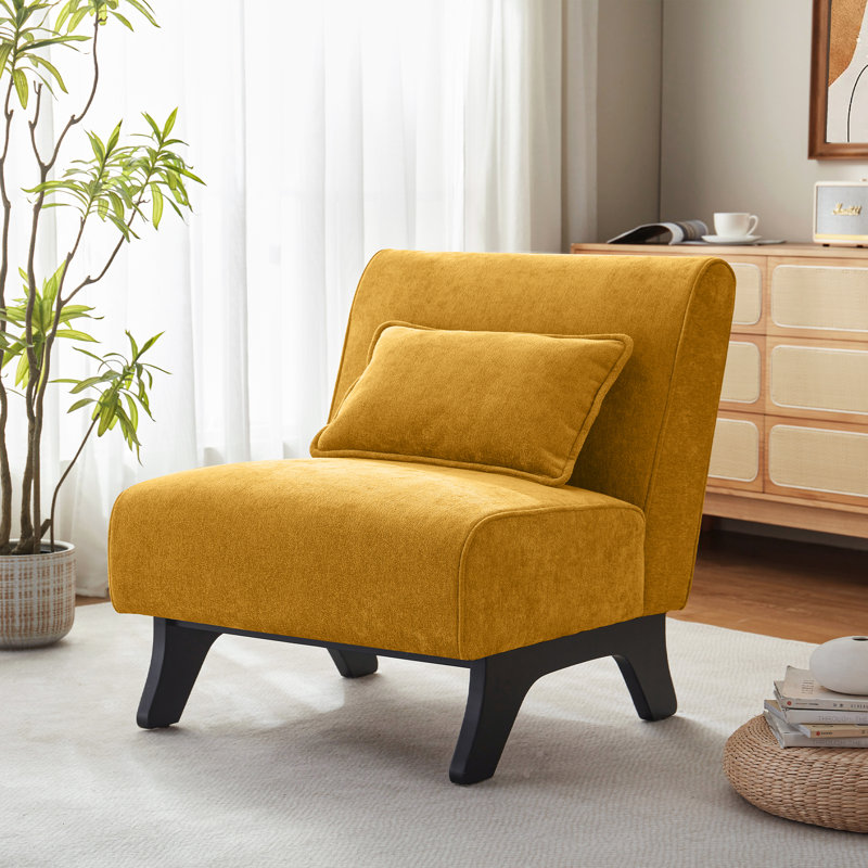 Langner 29.3" W Upholstered Accent Chair with Pillow , Yellow