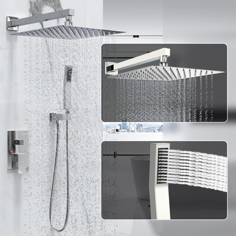 High Pressure Rainfall Shower System With Handheld Combo, Wall Mounted Shower Faucet Set With Cupc Certified Valve, Durable Brass Construction And Easy Installation