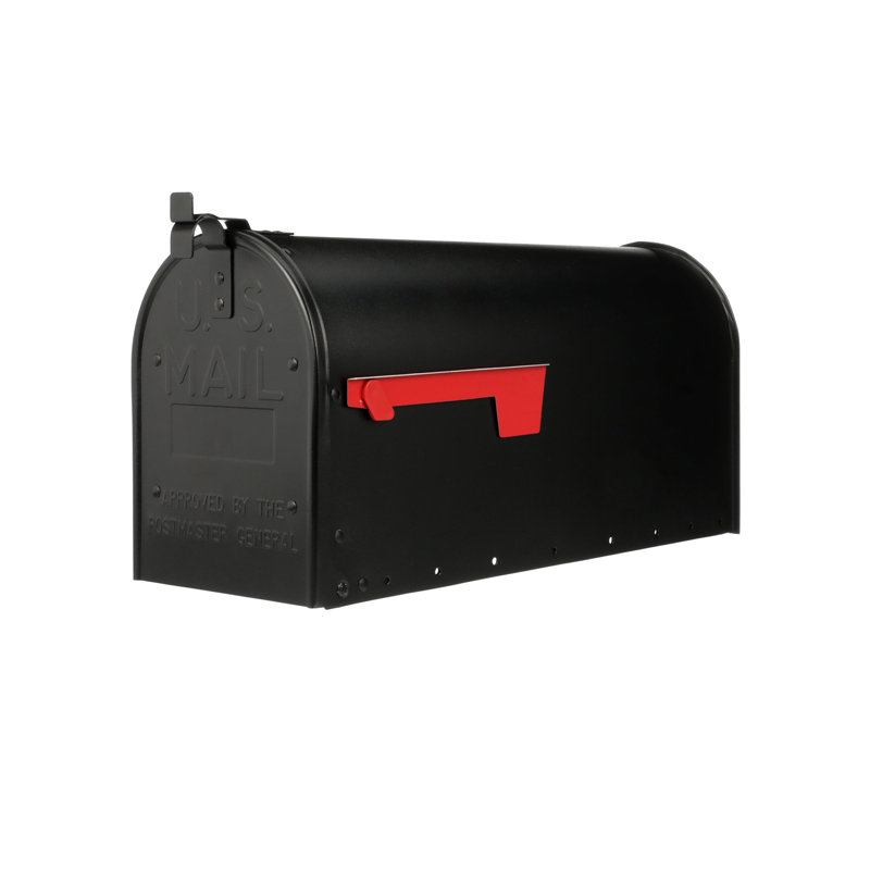 Admiral Aluminum Post Mounted Mailbox, Textured Black, 11.4" H x 8.7" W x 23.1" D