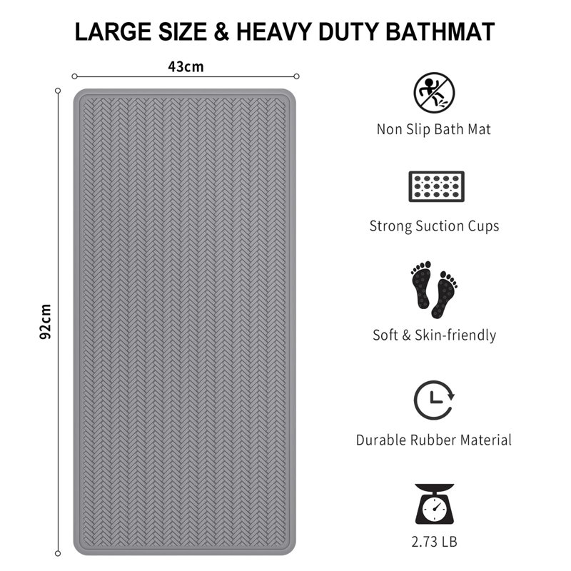 Graeme Plastic / Acrylic Non-Slip Shower Mat, Dark Grey