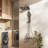 43.3 In.H Black Shower System With Adjustable Height Column And LED Temperature Display