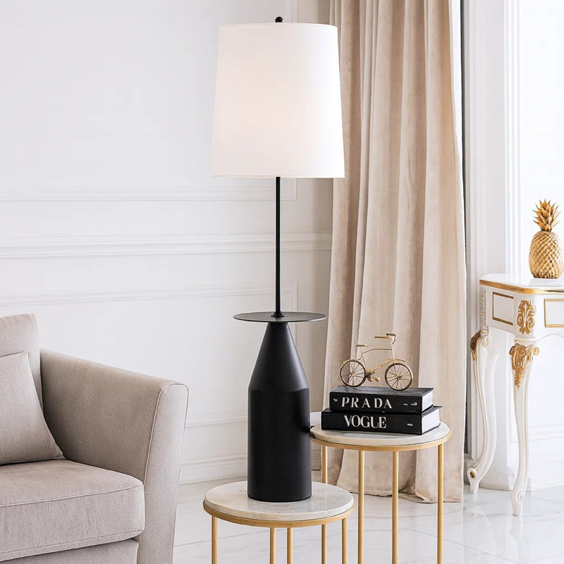 Efemena 61'' Black Tray Table Floor Lamp
