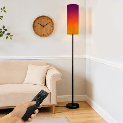 Lampe sur pied automne dégradé grunge dégradé orange rouge jaune jaune abstrait béton lin à intensité variable avec télécommande interrupteur au pied ampoule abat-jour haut mât pour salon chambre bureau