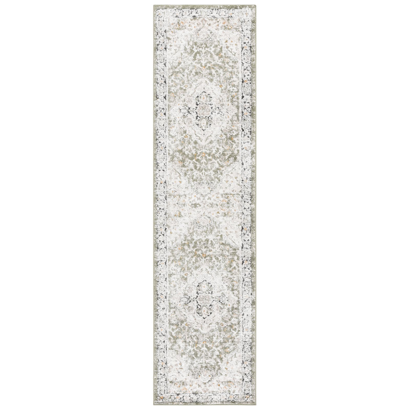 Tapis vert / beige Opal 474, Tapis de couloir 2 pi 3 po x 9 pi