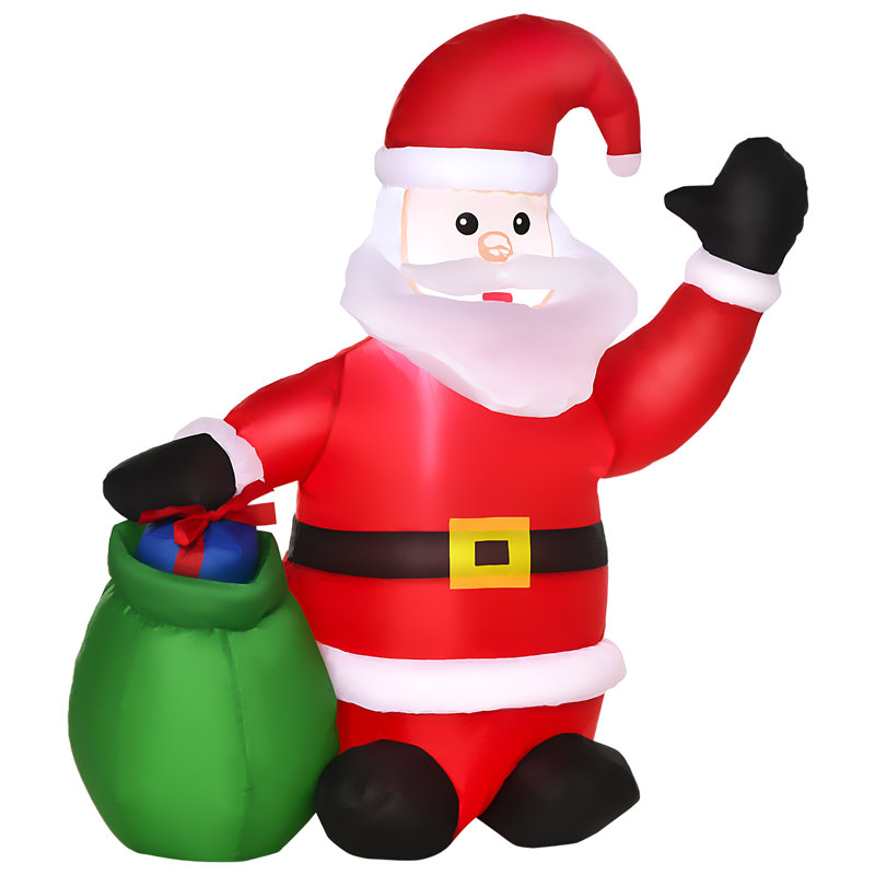 HOMCOM Inflatable Blow up Christmas Santa Claus 4ft LED Yard Decoration