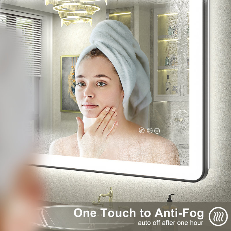 Aevar Super Bright Independent Controlled Front & Back LED Lighted Anti-Fog Aluminum Alloy Framed Tempered Glass Bathroom/Vanity Mirror with ETL & 3-Year Warranty