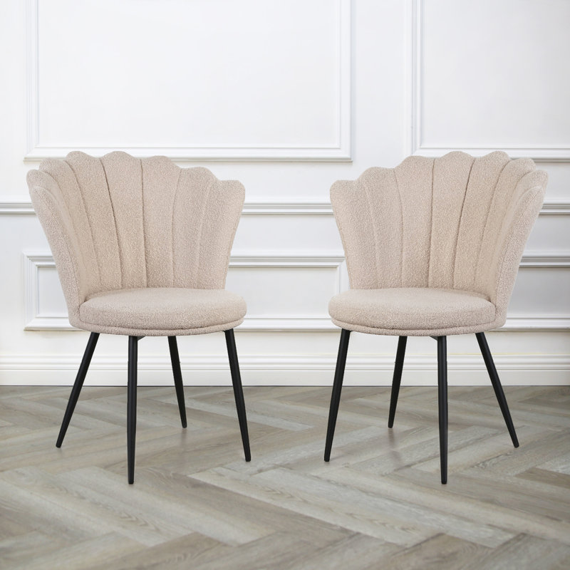 Faulks Mini Flora Boucle Accent Chair - Beige Fabric