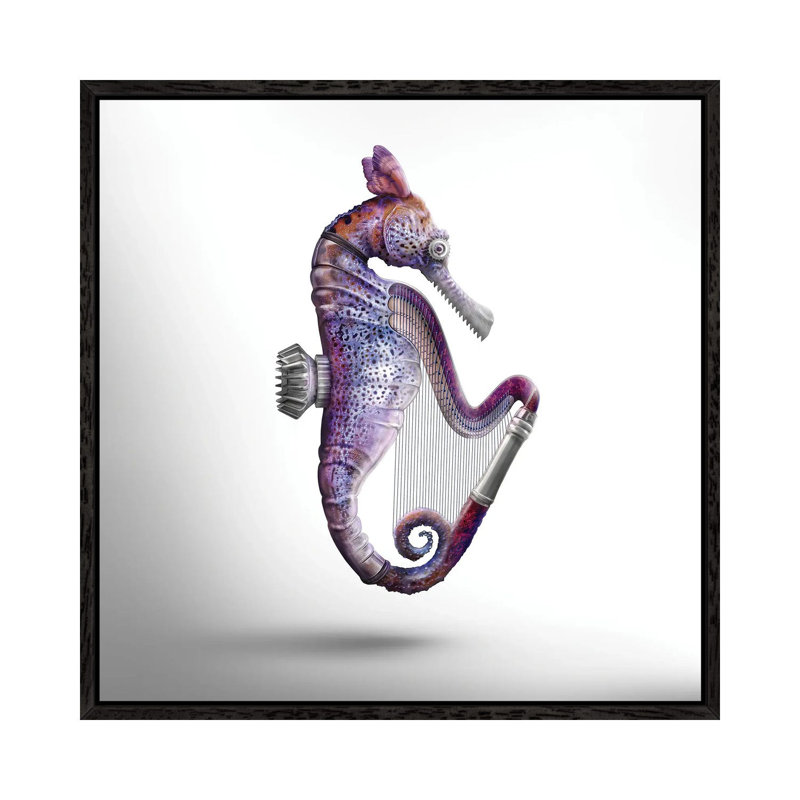 Fabuleon: Seaharp 1 Piece Wall Art on Canvas, 93.98 cm H x 93.98 cm W, Black Framed