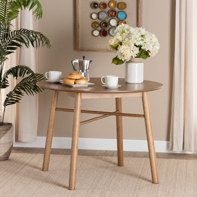 Kiku Baxton Studio Denmark Mid-Century Modern French Oak Brown Finished Rubberwood Dining Table