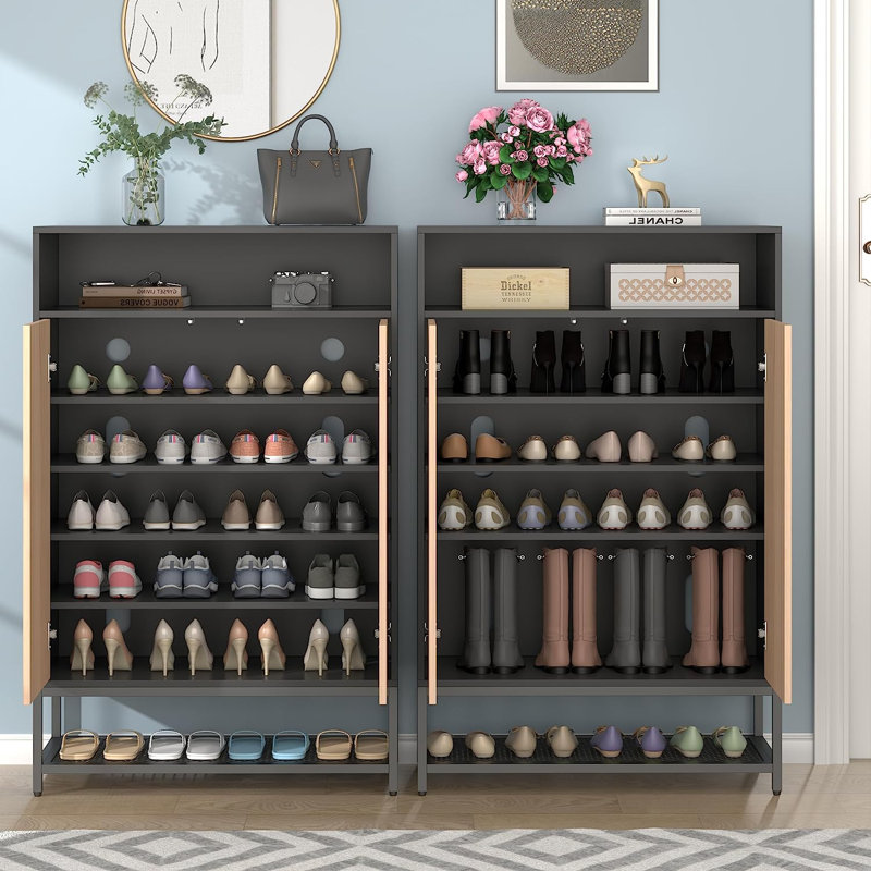 Armoire de rangement pour chaussures Torell, 24 paires, Noir