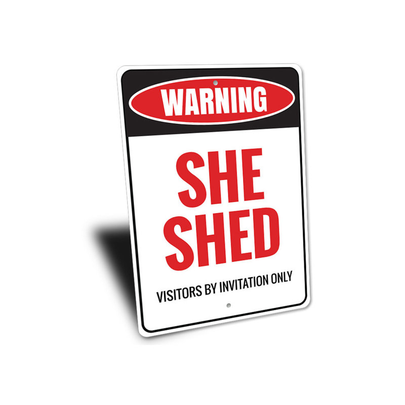 Plaque en aluminium «She Shed», H 14 po x l 10 po x P 0,04 po