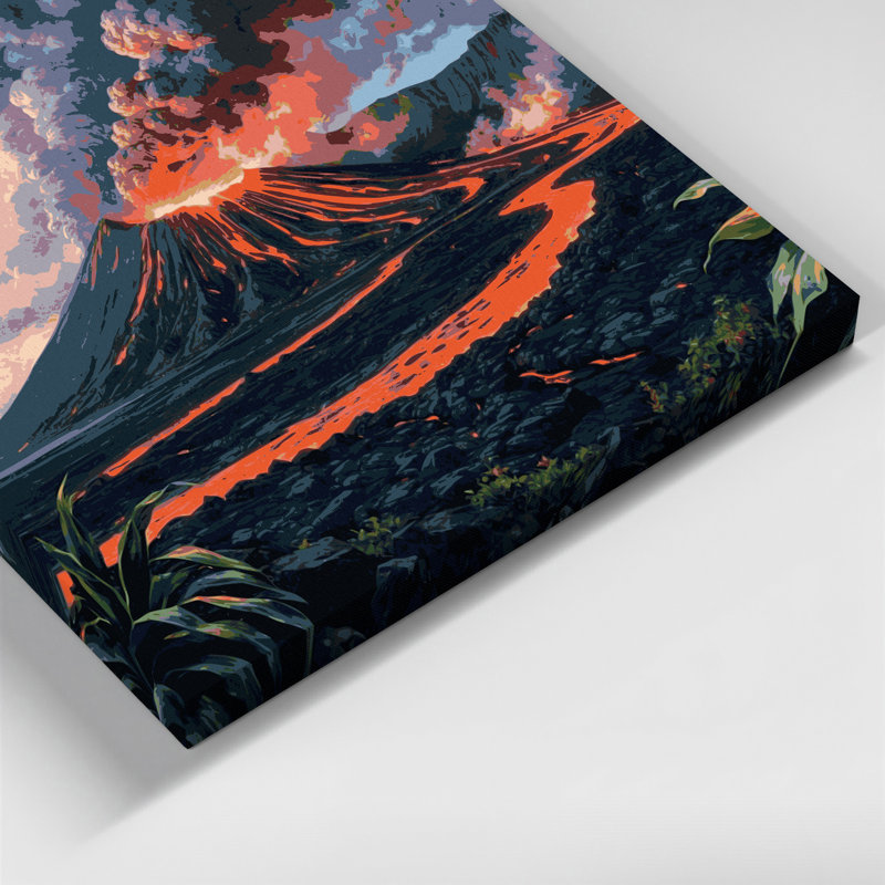 «Hawaiian Volcanoes», art mural sur toile grise, H 12 po x l 18 po