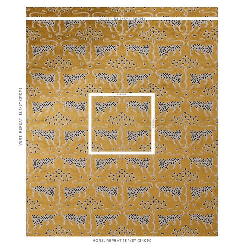 Woodland Leopard Velvet Fabric, Gold