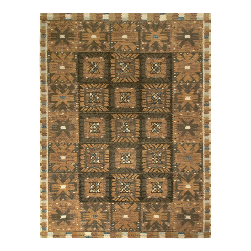 Scandinavian Wool Geometric Area Rug, Rectangle 9' x 12'