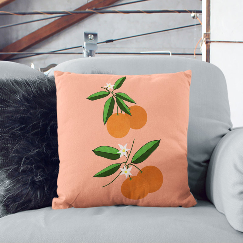 Orange Blossom Square Throw Cushion, White, 55cm H x 55cm W x 20cm D