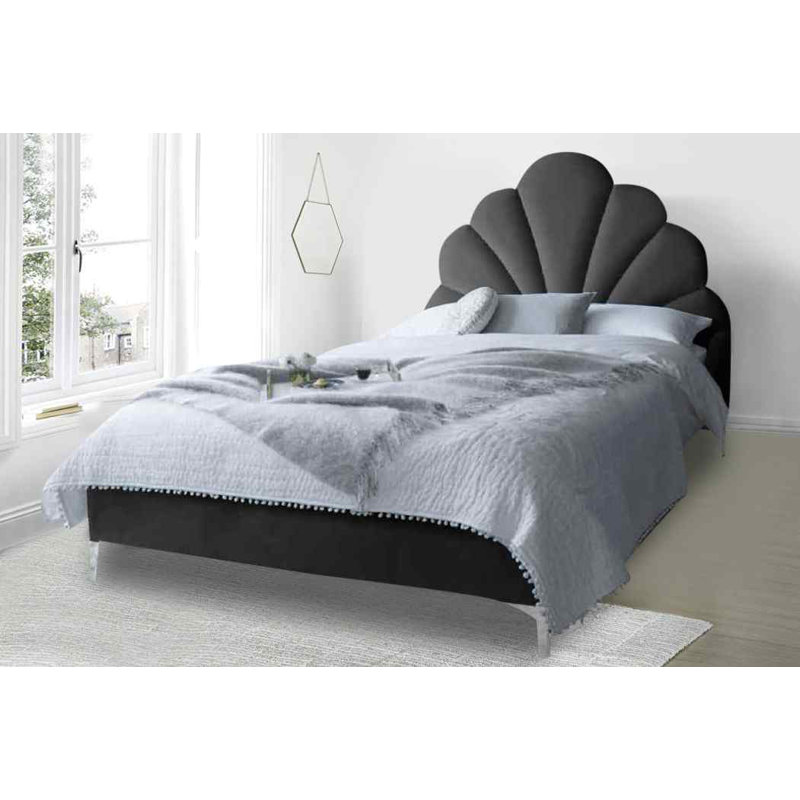 Upholstered Bed, Black, Single (3')