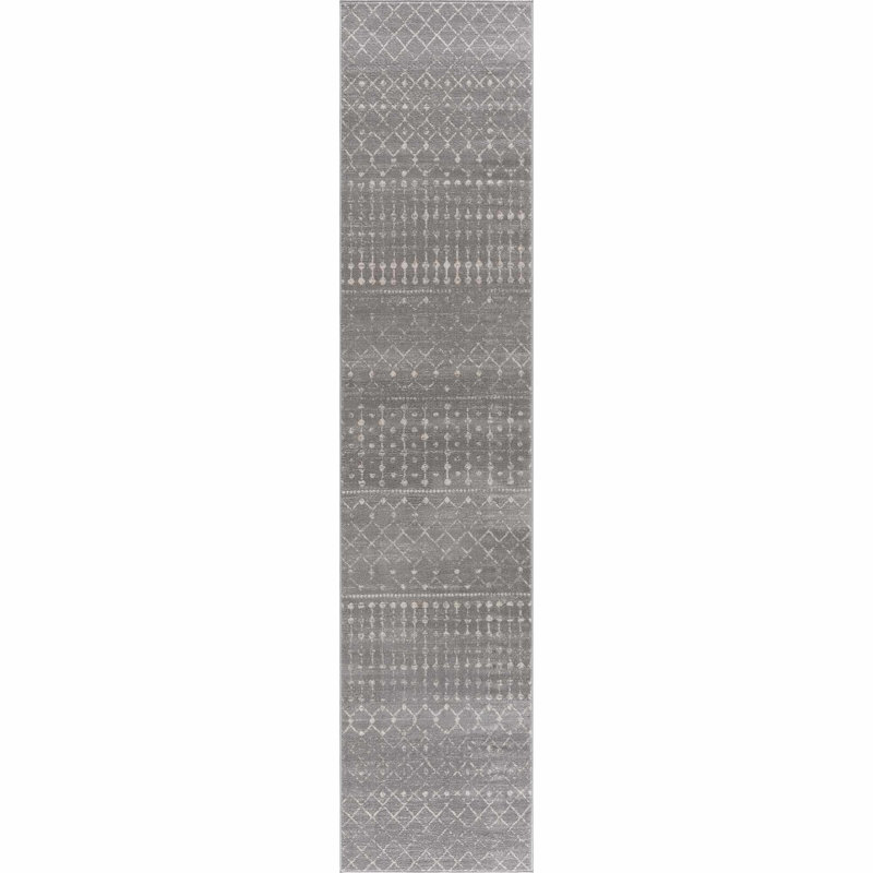 Tapis gris Dounia, Tapis de couloir 2 pi 7 po x 12 pi