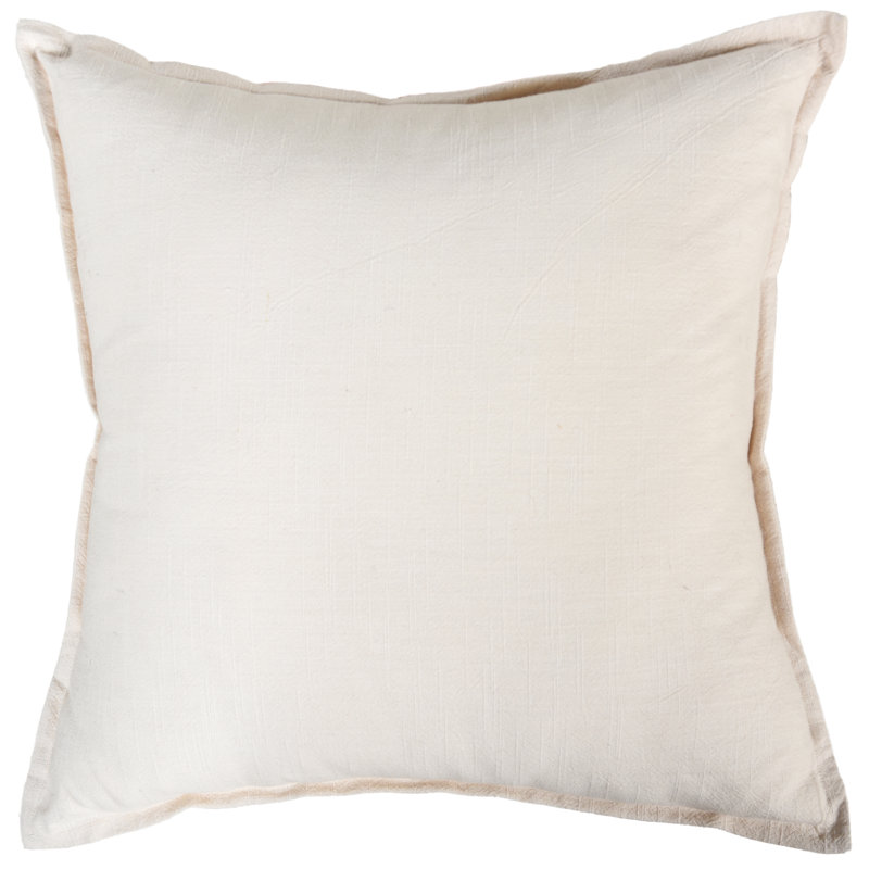 100% Cotton Poly Filled Throw Pillow, Poly Fill, Natural