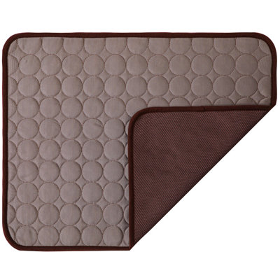 Summer Pet Cooling Mat Brown S Size Self-Cooling Pad for Dogs & Cats for Home and Travel Use