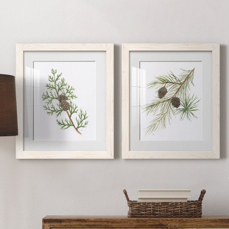 Winter Botanical III - ensemble de 2 reproductions d'art, H 24 po x l 36 po x P 1,5 po, Papier encadré blanc, Blanc