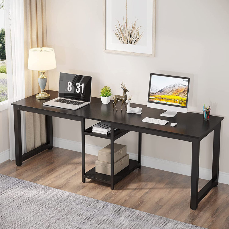 Metal Base Computer Desk, Black, Black