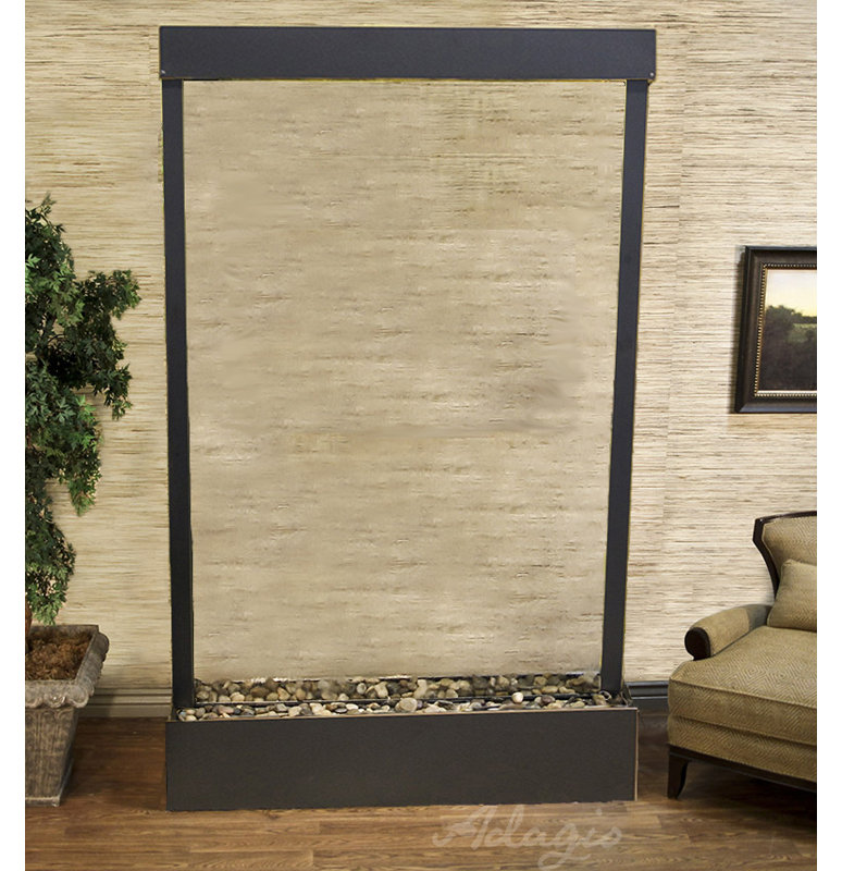 Grandeur River Fountain with Light, Clear Glass, Blackened Copper