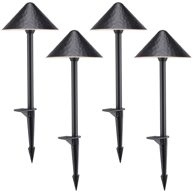 Low Voltage LED Landscape Path Light, 12-24V AC/DC, 5CCT Golden Edge Black Vintage Pathway Light, Black