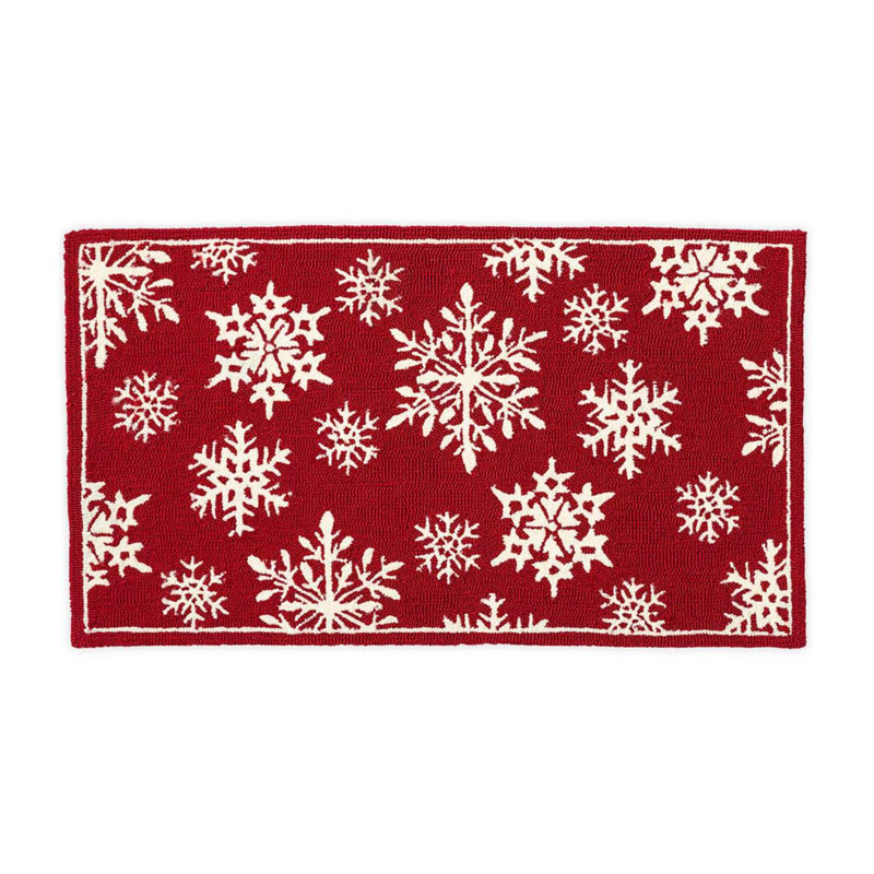 Snowflakes Holiday Hooked Accent 42.75" x 24" Non-Slip Indoor Outdoor Door Mat