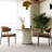 59 Inch Round Dining Table With Genuine Leather Base Parquet Craft Top For Dining Room, Modern Luxury Table