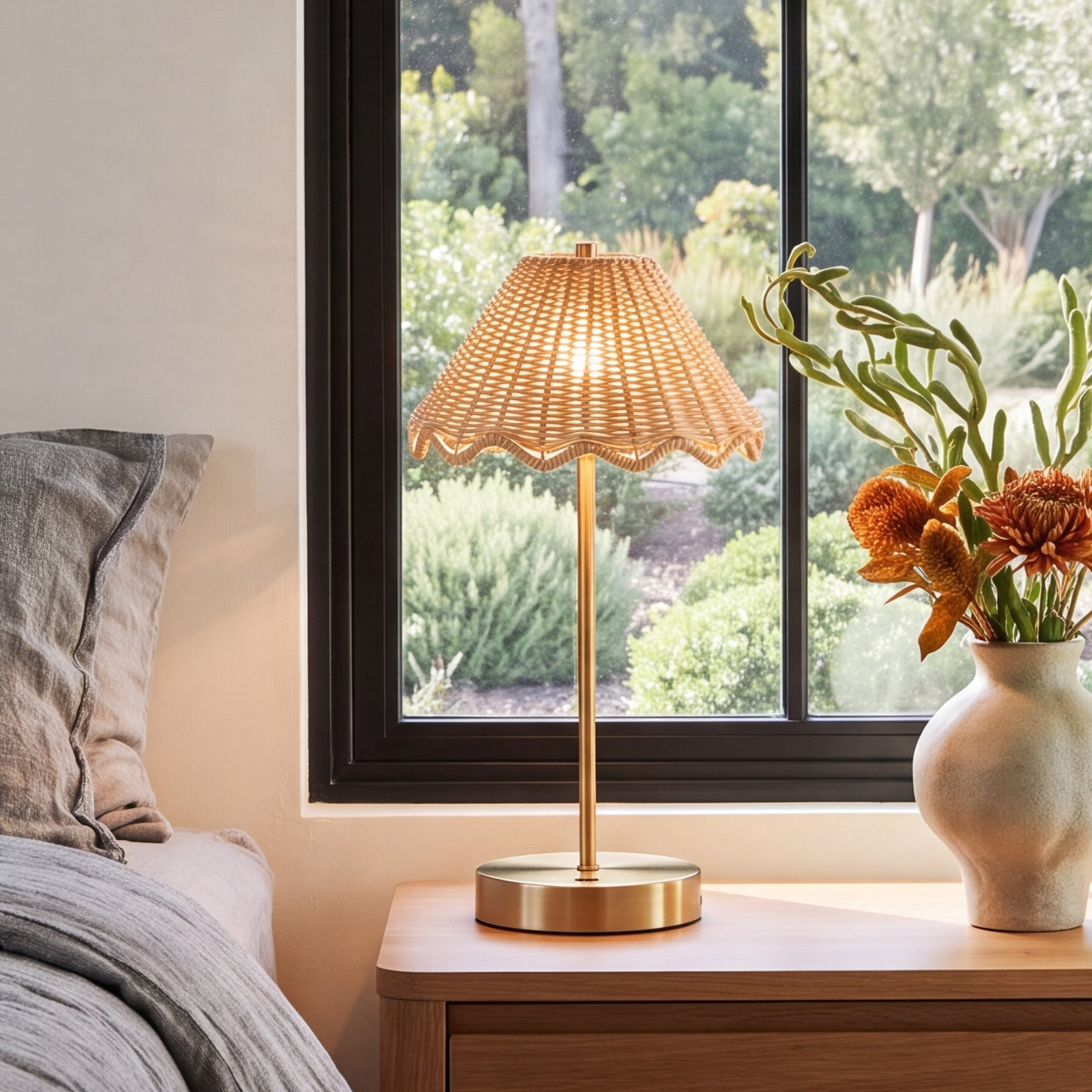LED Cordless Table Lamp, Antique Brass