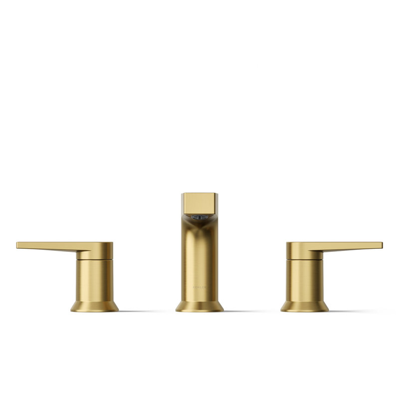 Kohler Taut Widespread Bathroom Faucet with Pop-Up Drain Assembly, 3 Hole 2-Handle Bathroom Sink Faucet, 1.2 gpm