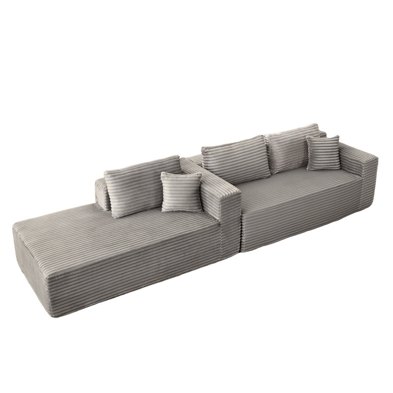 Canapé modulaire en velours côtelé Comfy, Gris