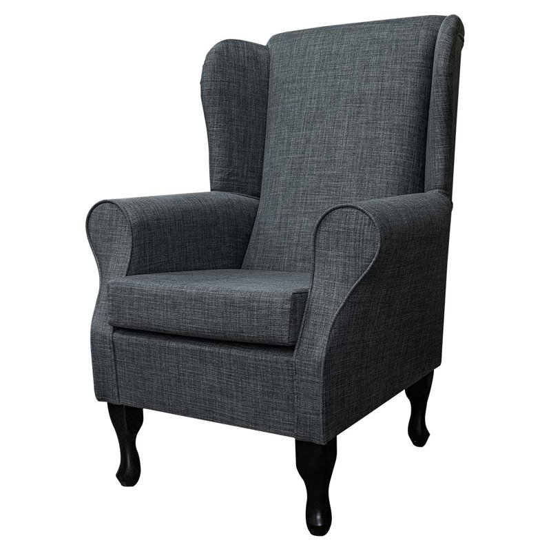74cm Wide Tufted Wingback Chair, Light Black