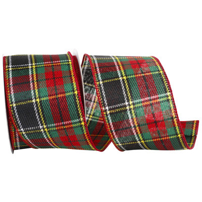 2-1/2"X10Yd Multi Holiday Home Twill Plaid Value Wired Edge Ribbon