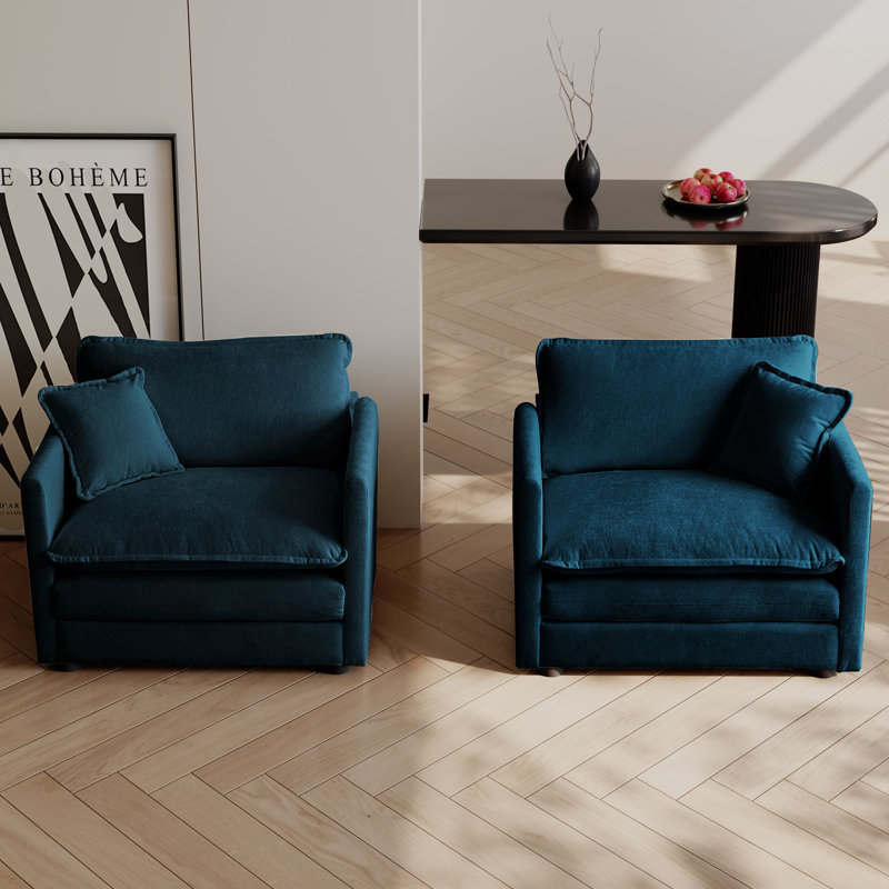 Timarh Oversized Accent Chair - Big Comfy Modular Cloud Chair, Blue