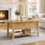 Table basse ovale avec tiroirs et étagères de rangement inspirés du rotin