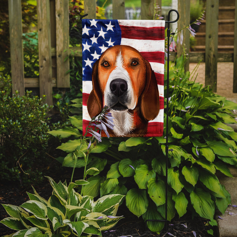 Polyester à 2 côtés 15 x 11 po drapeau de jardin, Chien courant de Hamilton