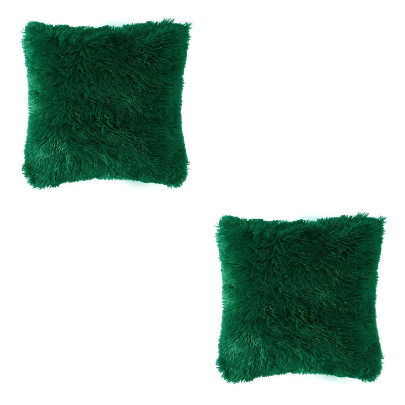 Faux Fur Pillow Cover, 20" x 20", Dark Green